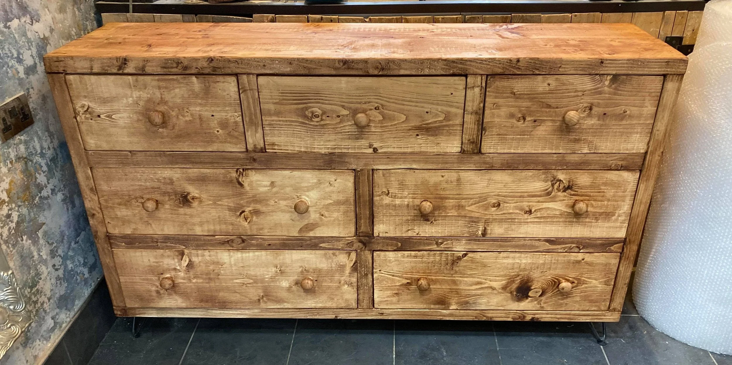 Handmade Rustic Wood Chest of Drawers, Hairpin Legs