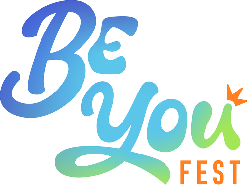 Colorful text that says "Be You" and "Fest" with a small star design