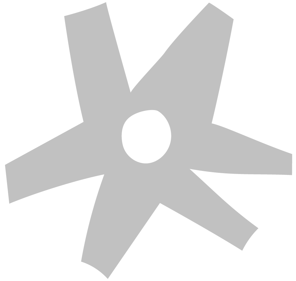 A gray star-shaped object with a black center and irregular, jagged points.