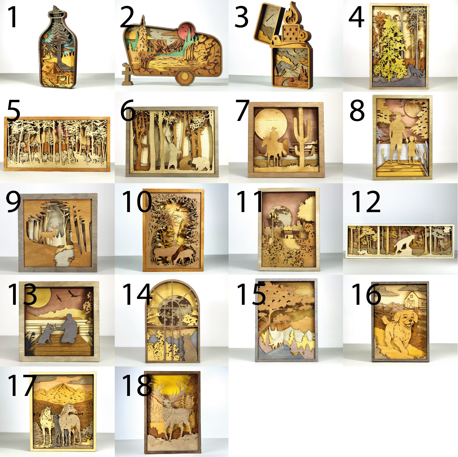 Layered Nature and Camping Wooden Designs – Ready to Display