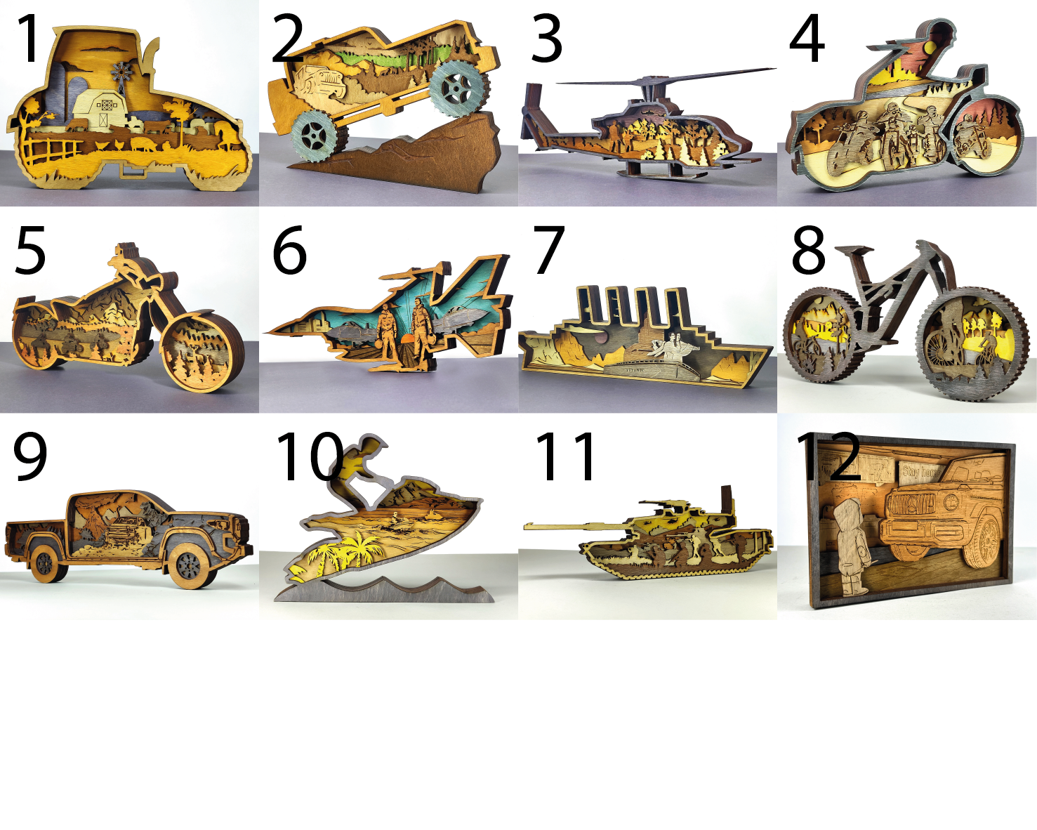 Layered Transport Vehicle Wooden Designs – Ready to Display