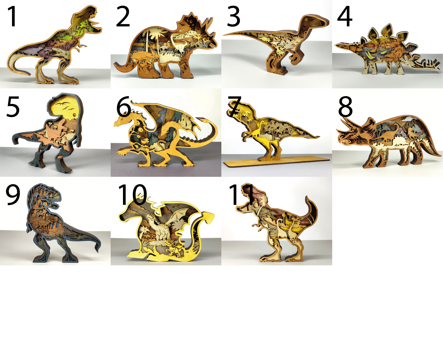 Layered Dinosaur and Dragon Wooden Designs – Ready to Display