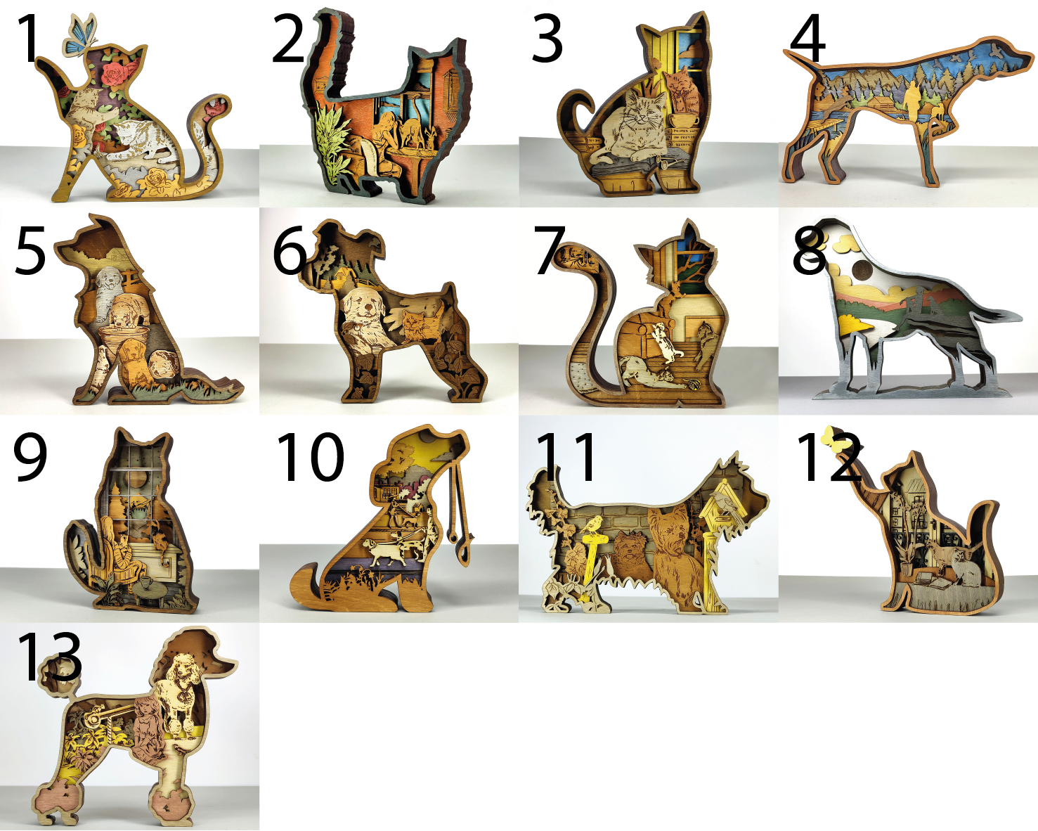 Layered Cat and Dog Wooden Designs – Ready to Display