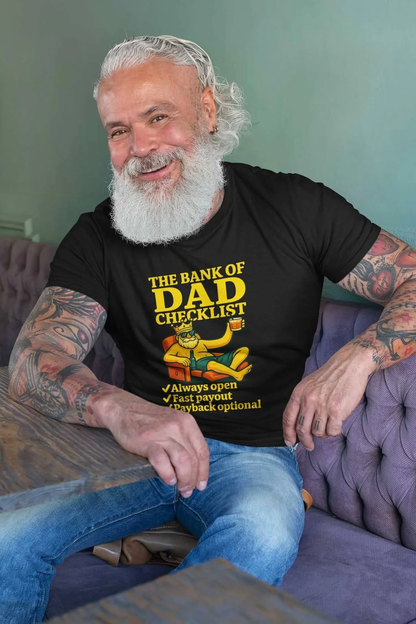 dad wearing The Bank Of Dad T-Shirt