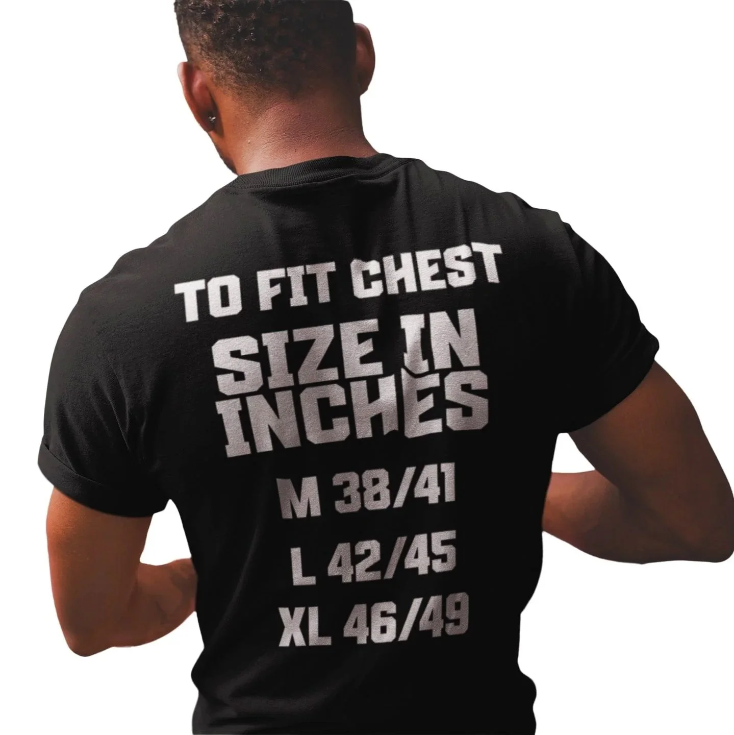 size guide on a blank t shirt