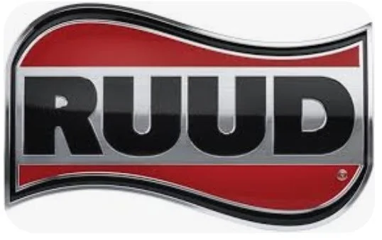 Rudd logo with red, black, and white colors and wavy design.