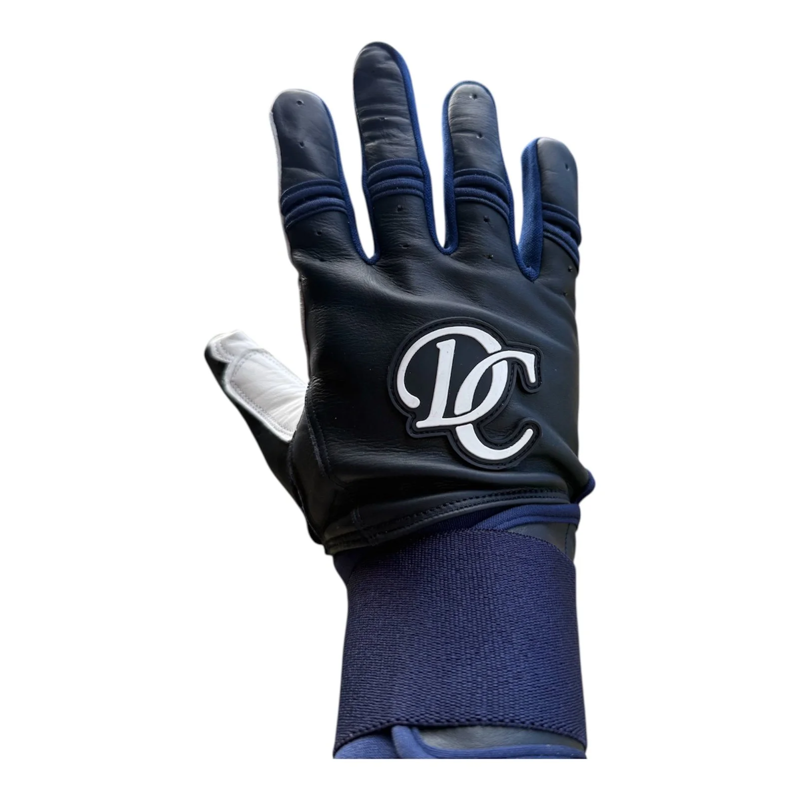 Long Cuff Batting Gloves - Blue & White