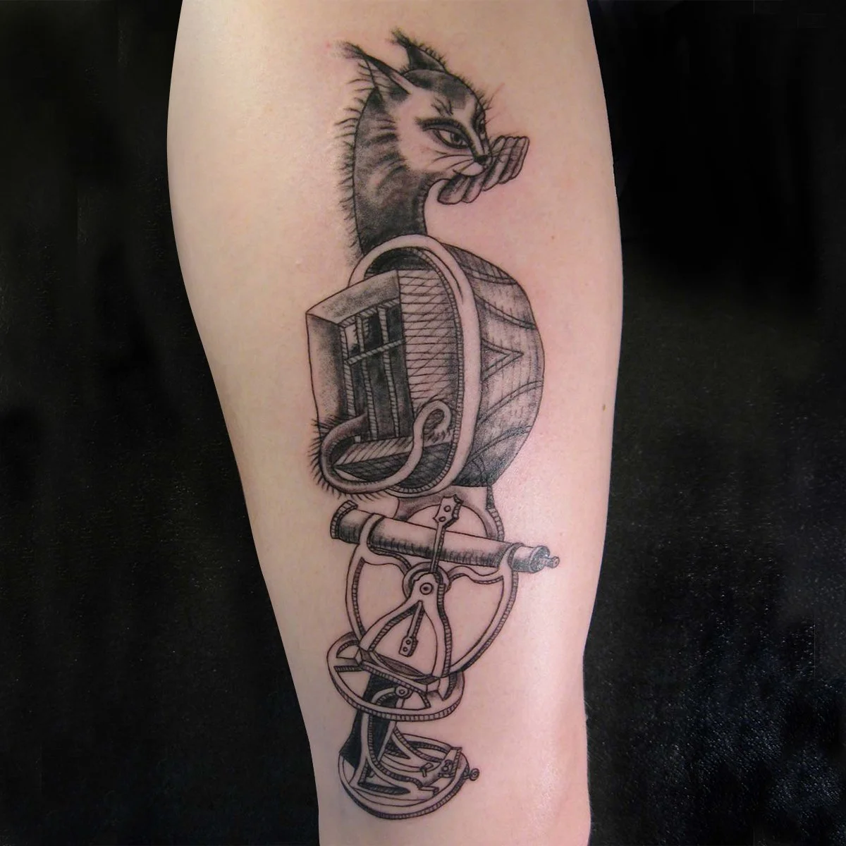 Cadavre Exquis (Exquisite Corpse) - cat scope- inked by Terry Marks from original artwork