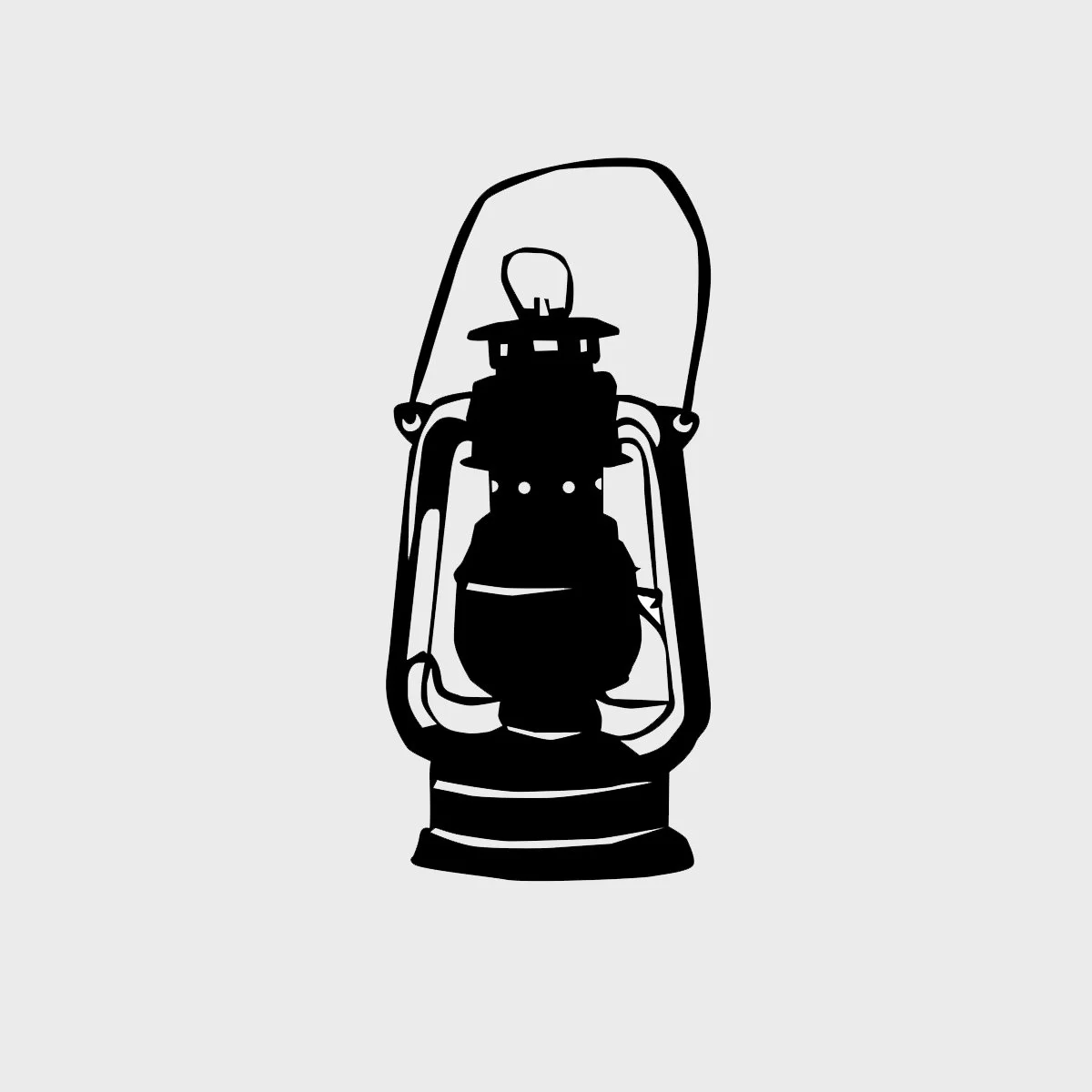 silhouette shadow drawing of retro gas lamp, illustrated by Terry Marks