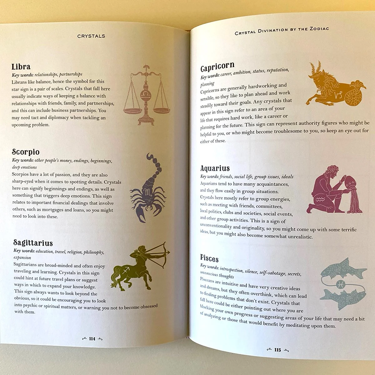 astrological horoscope symbols book interior, illustrated by Terry Marks