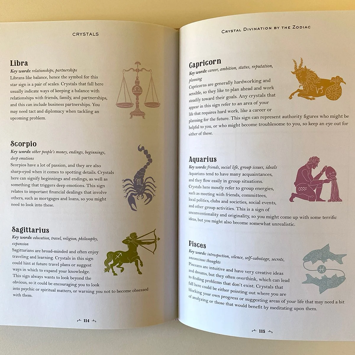 astrological horoscope symbols, book interior, illustrated by Terry Marks