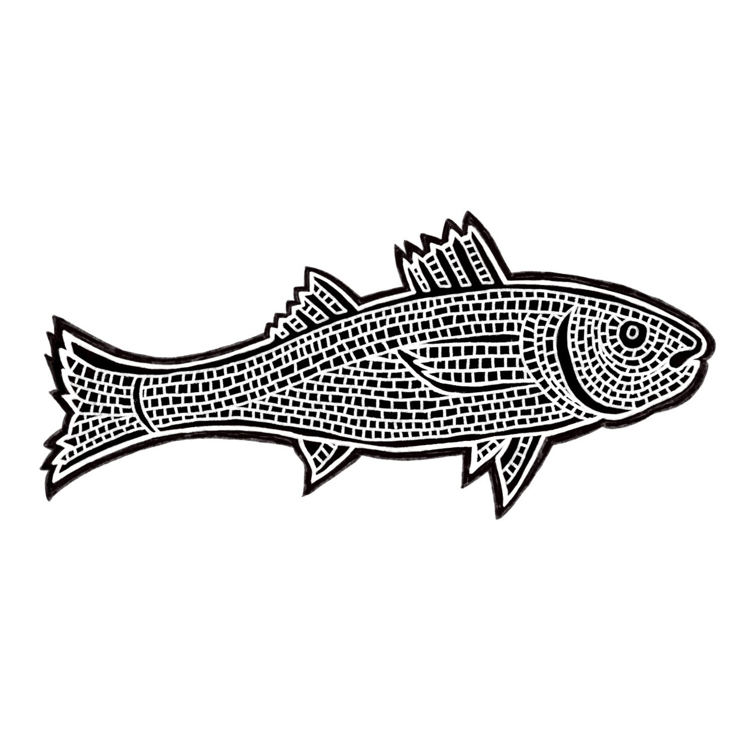 Roman fish mosaic, illustrated by Terry Marks