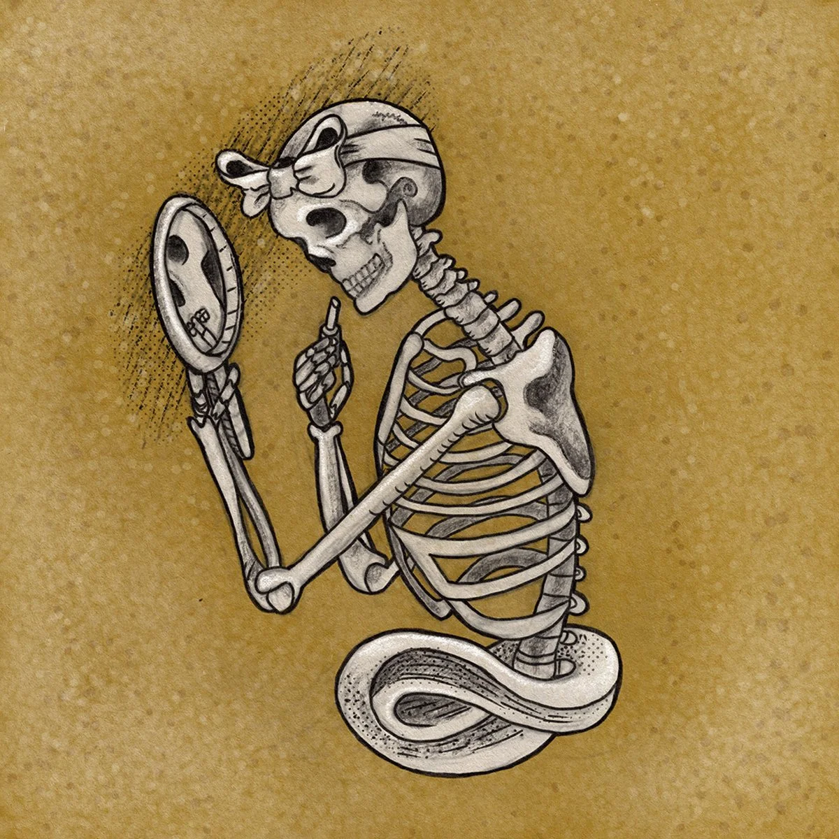 Victorian Macabre, Skeleton at Her Toilette, illustrated by Terry Marks