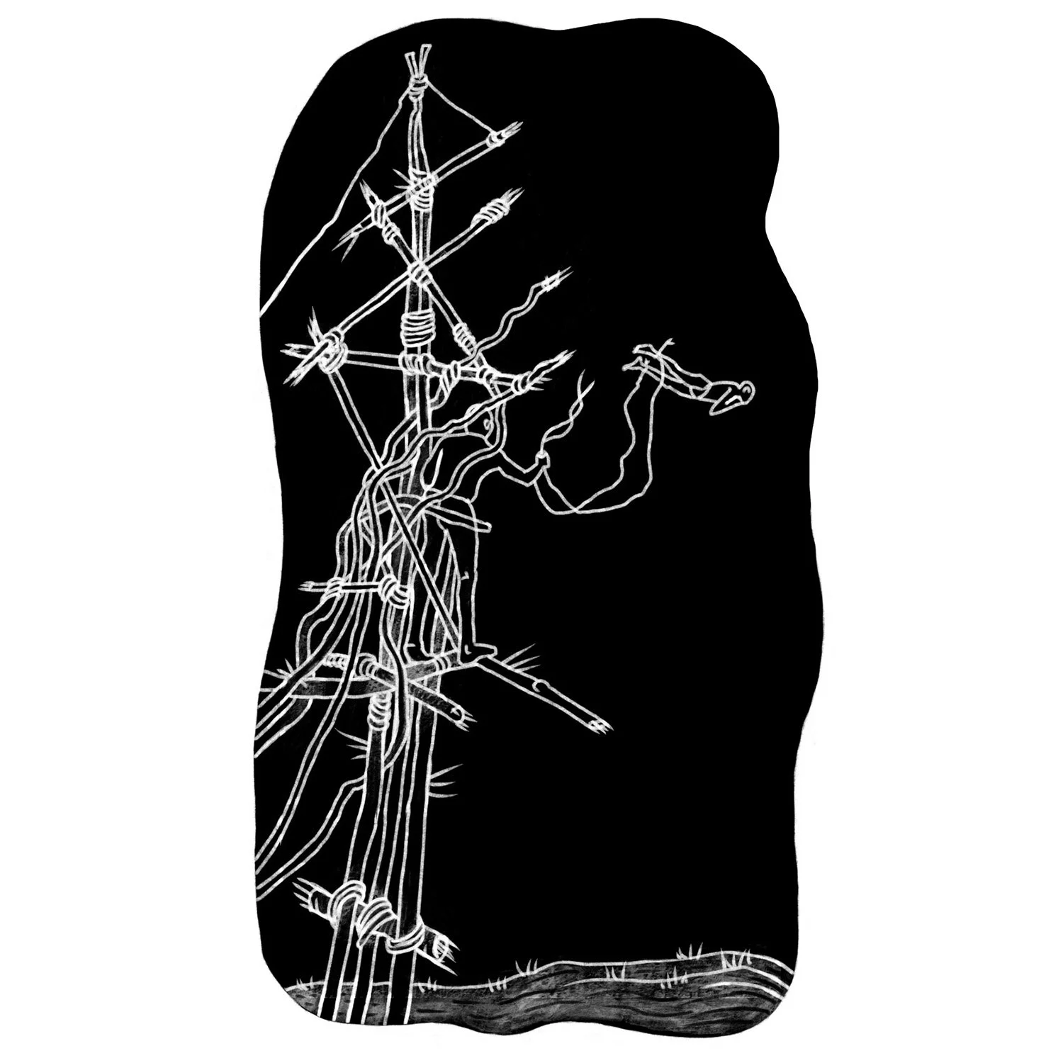 Nanggol Vanuatu land diving ritual, illustrated by Terry Marks