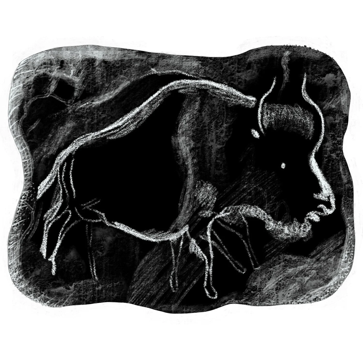 bison cave painting, illustration by Terry Marks