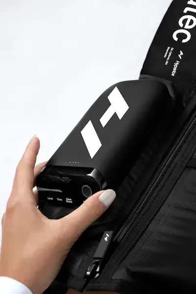 Close-up of the Normatec compression boots
