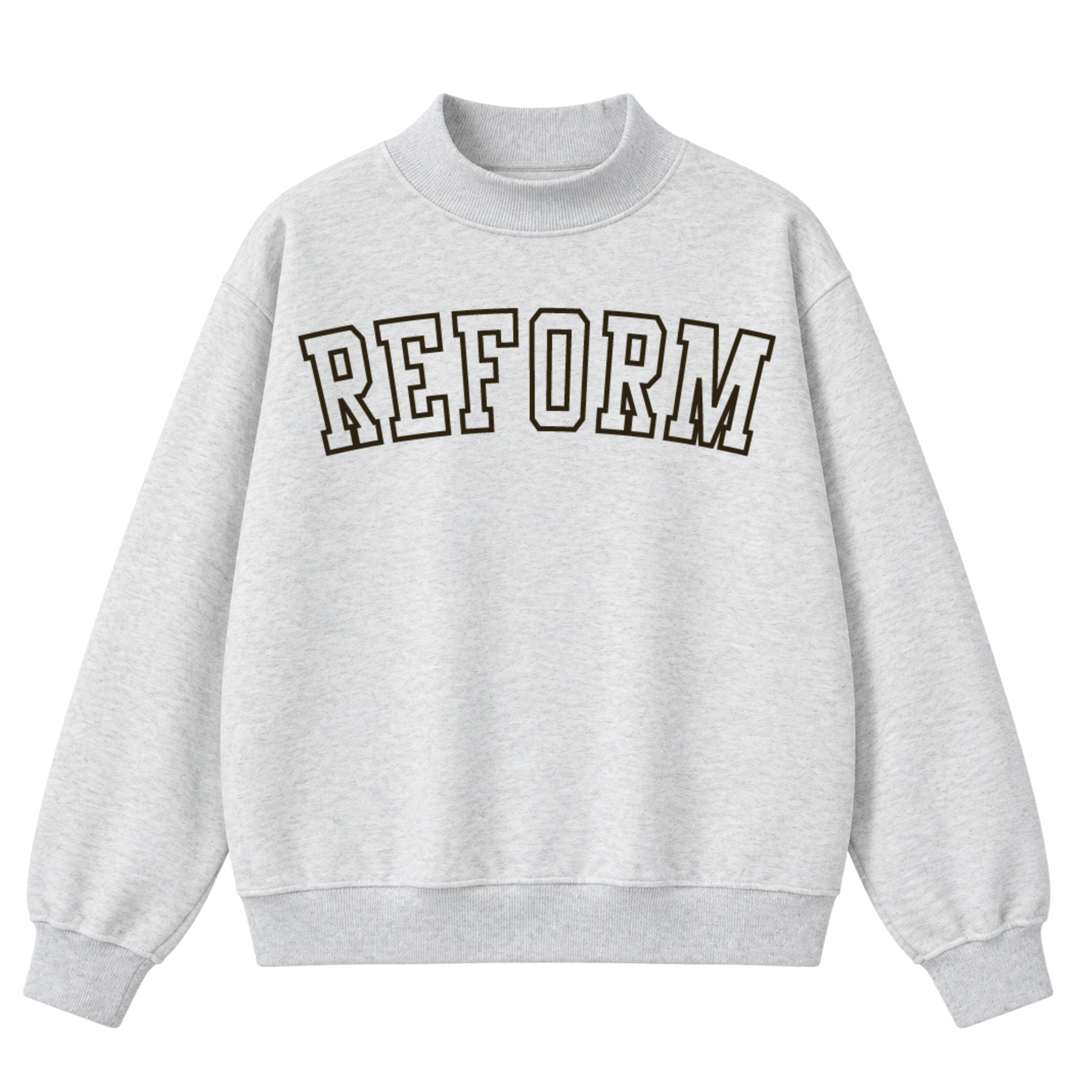 REFORM Embroidered Varsity Mock Neck in Grey
