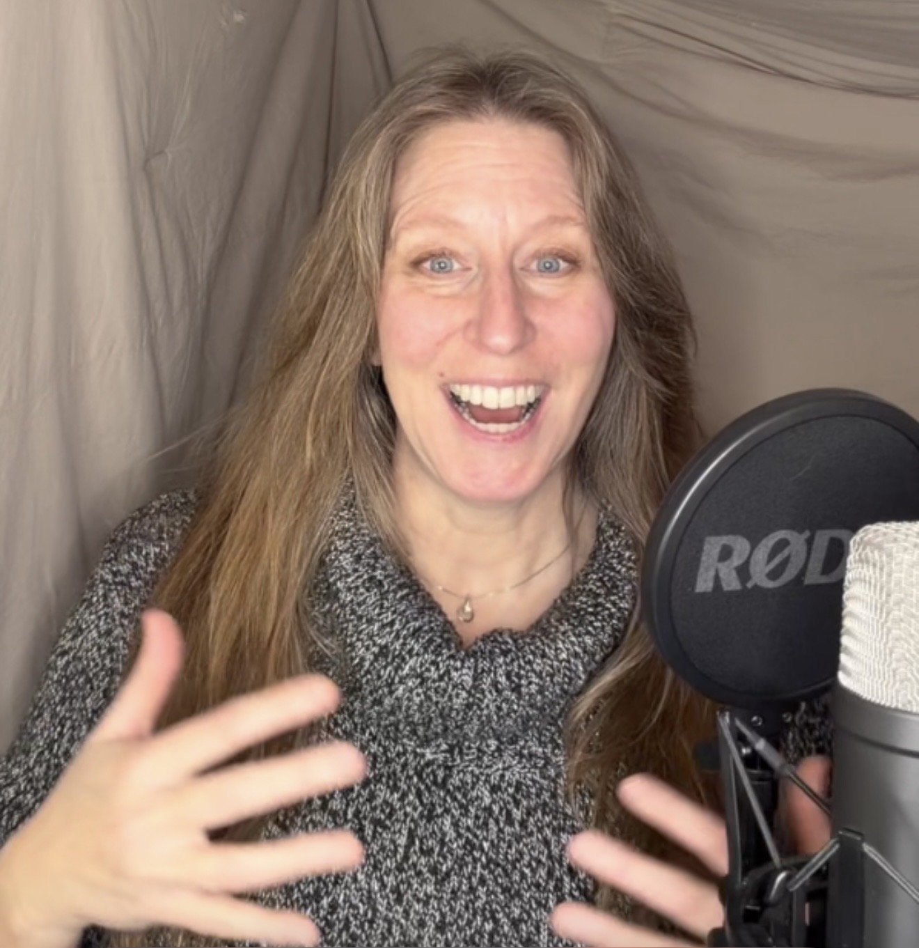 Tegan expressing excitement at the microphone