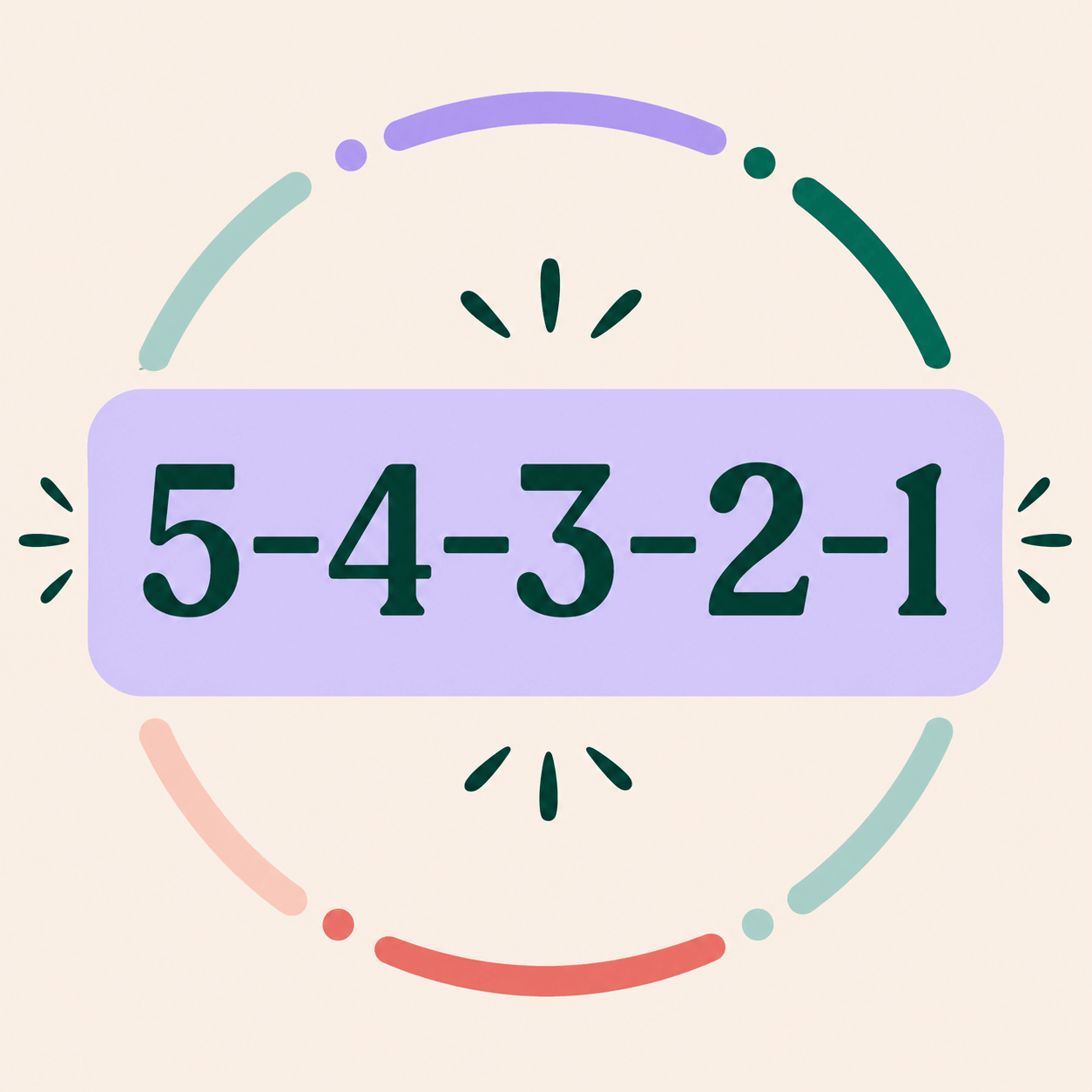 An illustrated graphic highlights the 5-4-3-2-1 grounding technique surrounded by colorful arcs. What can you say to help someone through a panic attack? Online panic disorder treatment in Wauwatosa, WI often teaches grounding tools like this one.