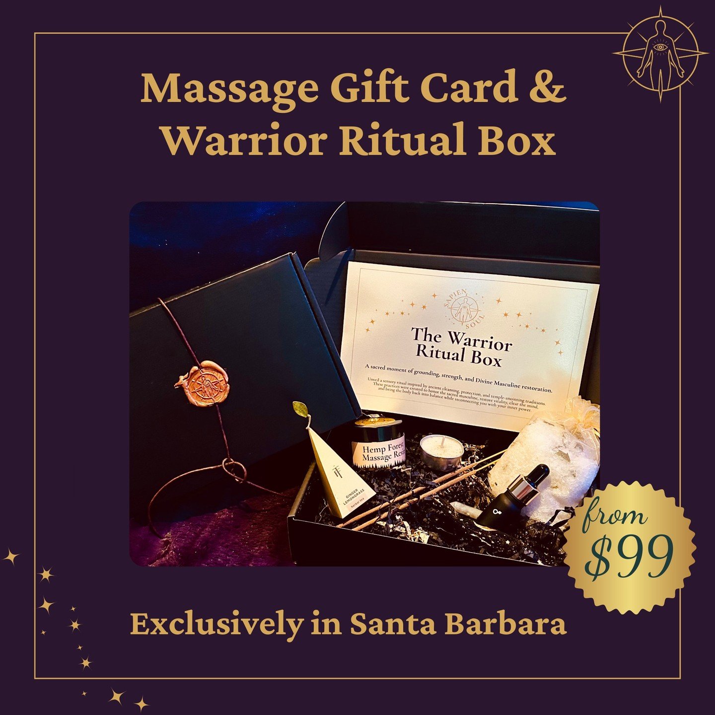 Warrior Ritual Box + Massage Gift Card

Grounded. Powerful. Restorative.

This artisan ritual box was created for the ones who carry more than they show. A nervous system reset disguised as a luxury gift.

🎁 Includes a wax-sealed massage gift card +