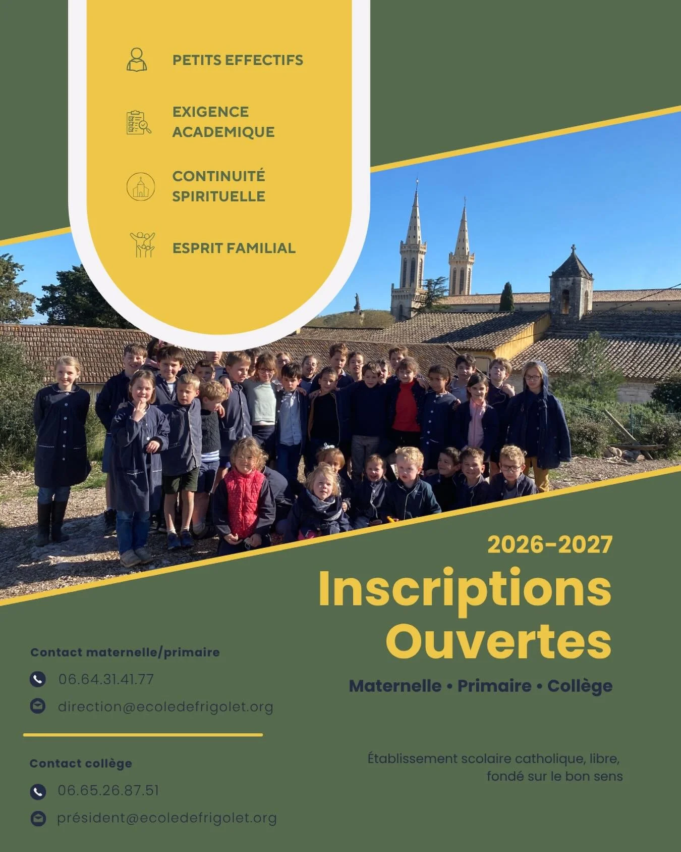 ✨ Les inscriptions pour la prochaine rentr&eacute;e sont ouvertes.

Choisir une &eacute;cole pour son enfant, ce n&rsquo;est jamais un simple choix pratique.
C&rsquo;est choisir un lieu o&ugrave; il va grandir, apprendre, se construire.

Dans notre &
