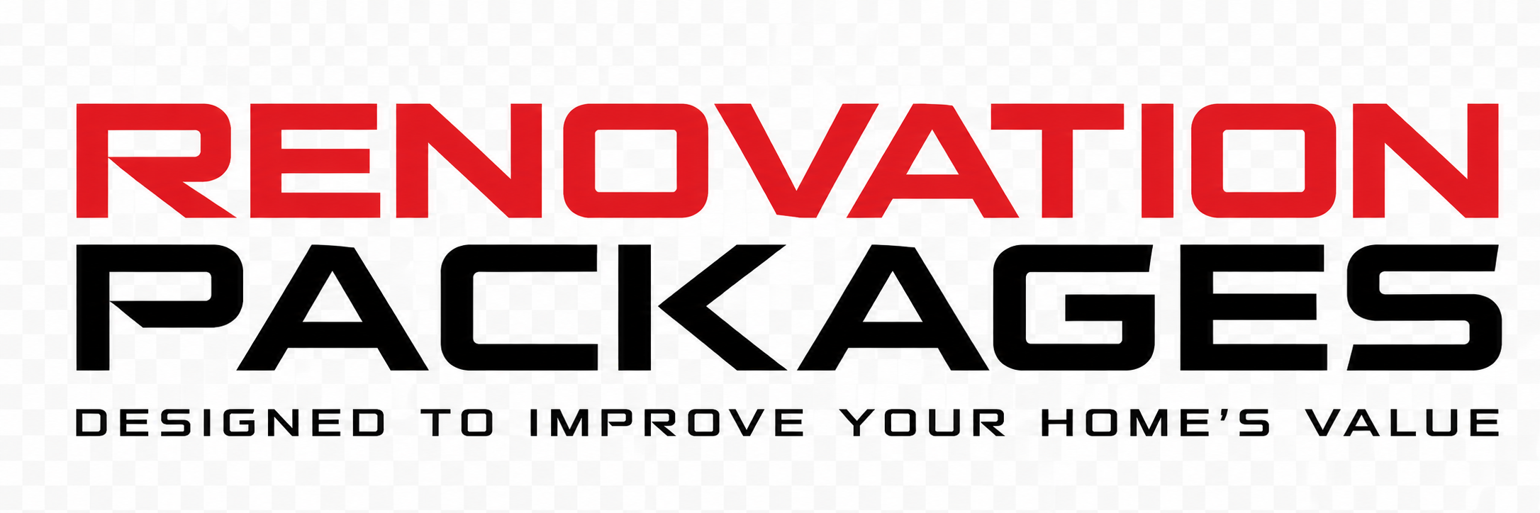 Text that reads 'Renovation Packages Designed to Improve Your Home's Value' in red and black font.