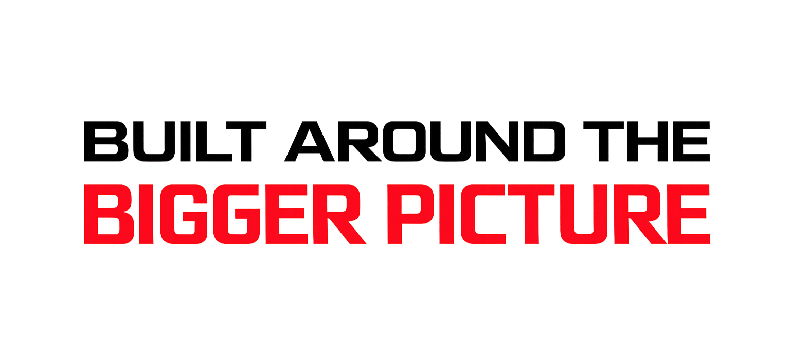 Stylized text reading 'Biggest Movie Blockbuster' with 'BIGGER PICTURE' in red and black.