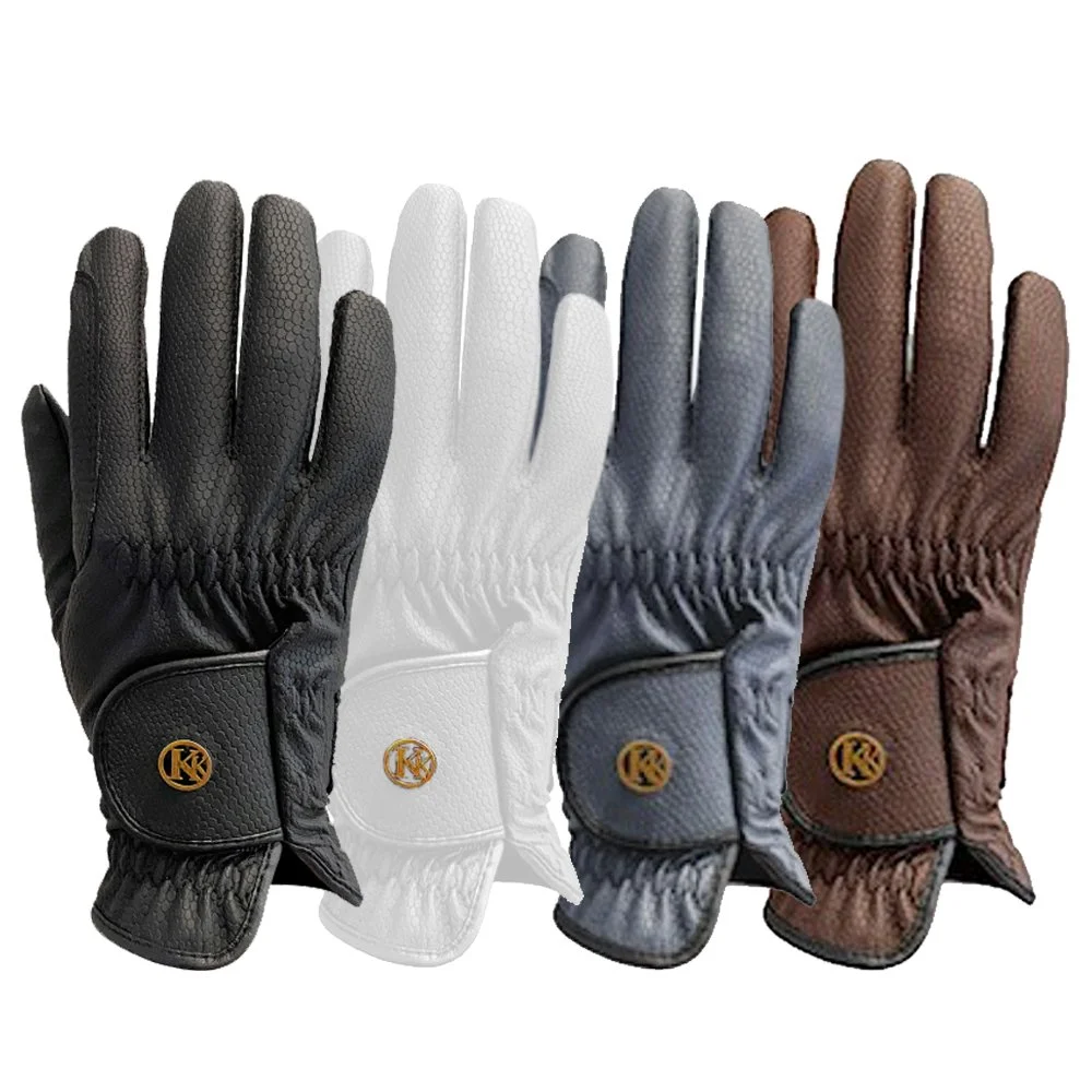 Equestrian Show Gloves by Kunkle (Black, White, Gray & Brown)
