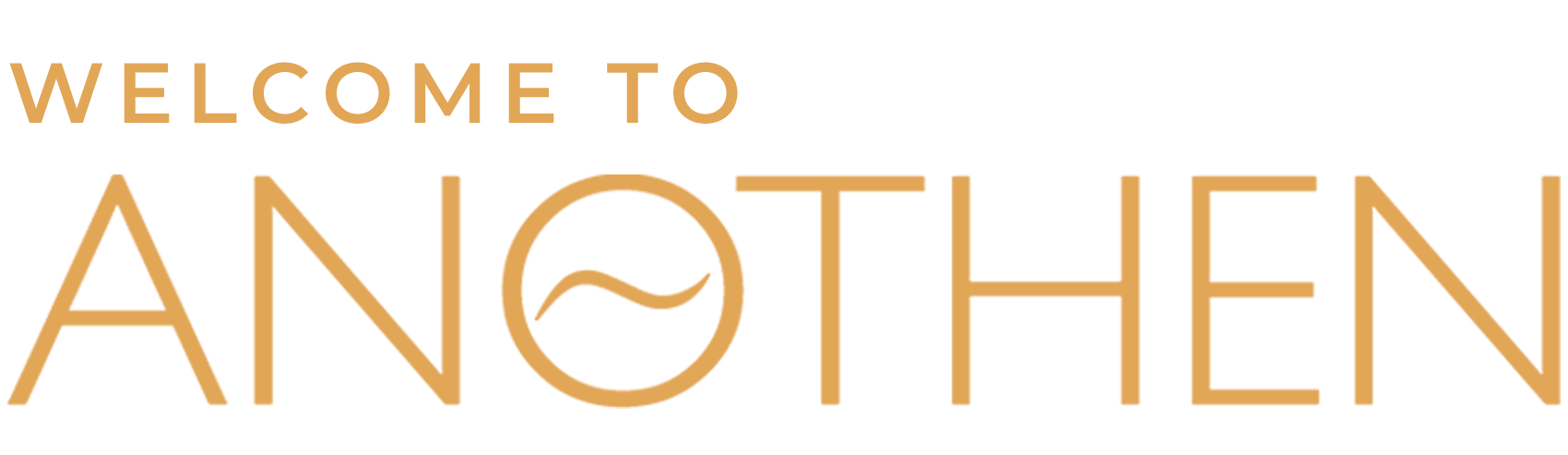 Text that reads "Welcome to Another" with stylized font and a wave symbol inside the letter O