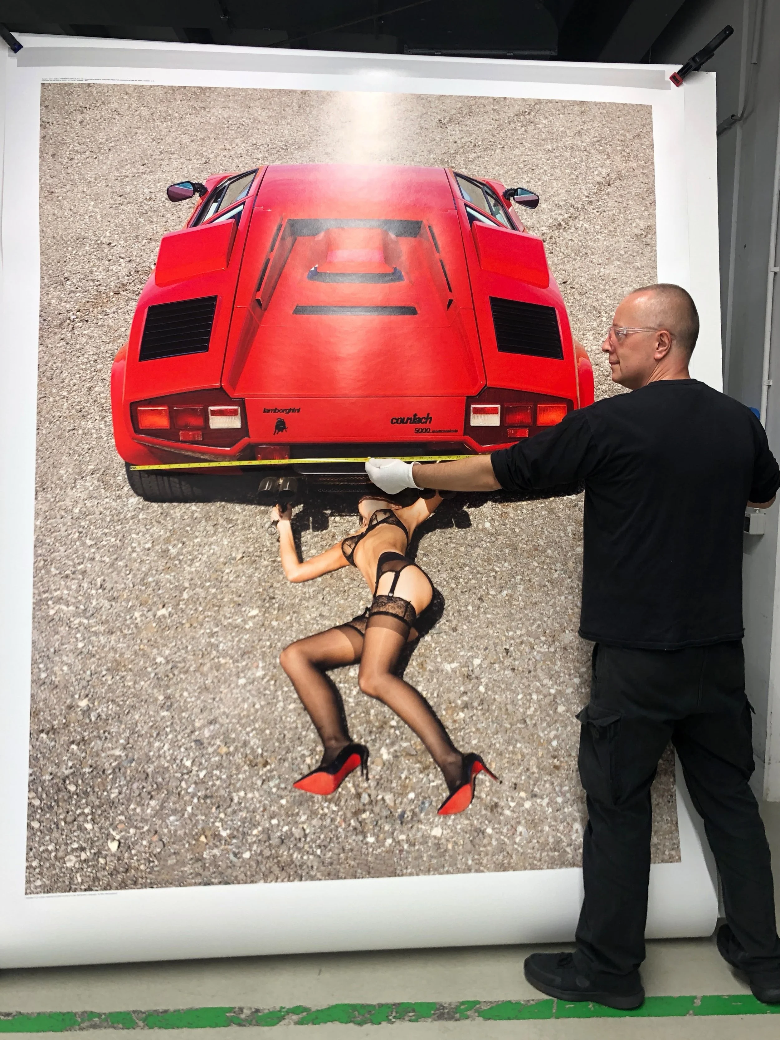 84 inch print of Lamborghini mechanic nothing like seeing this print in person but the 84 inch is on another level thank you to @grieger_internationalfineart where would you hang this print?