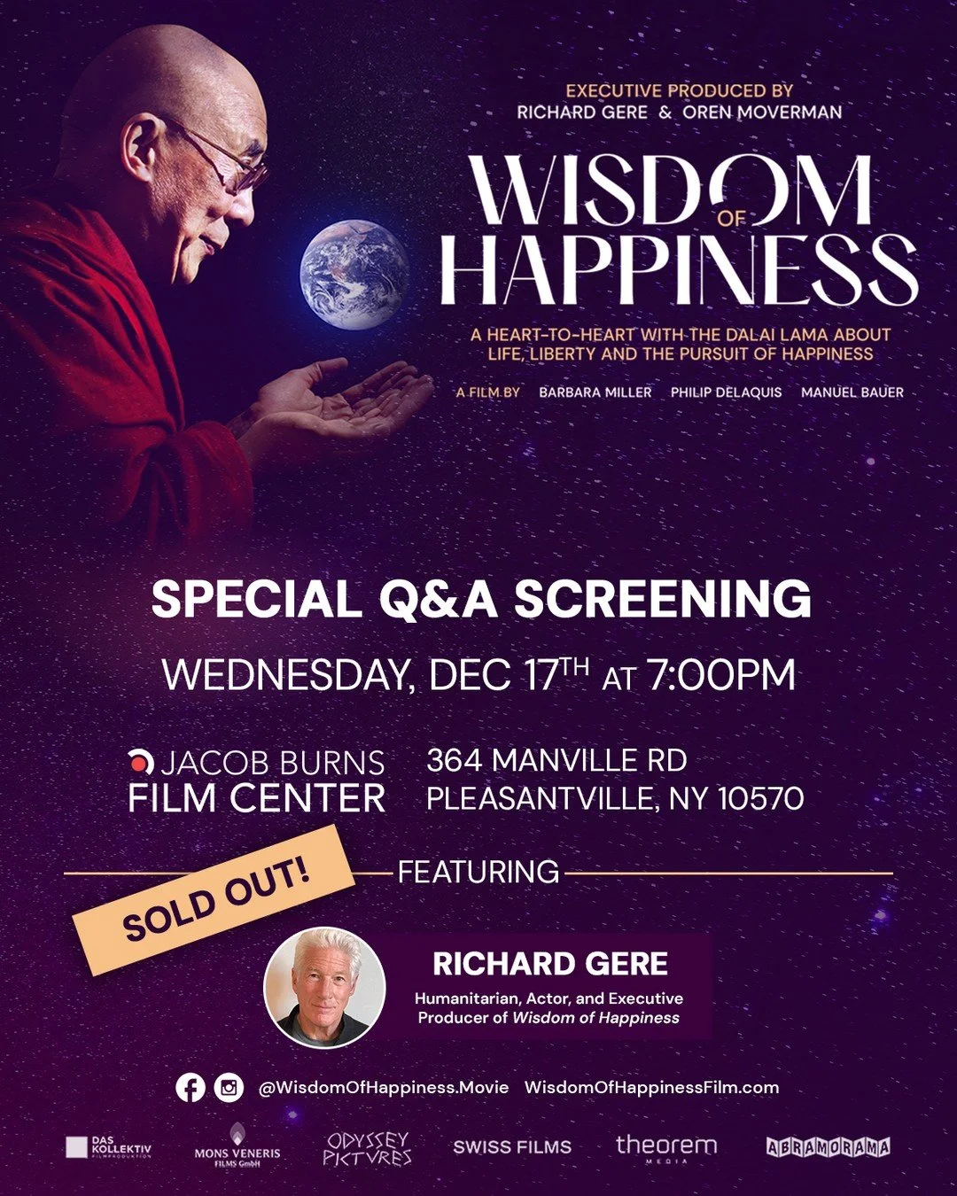 WISDOM OF HAPPINESS is a cinematic sanctuary where we rediscover connection, kindness, and hope. 

We're looking forward to the @jbfc_pville audience joining us to become part of a shared reflection.