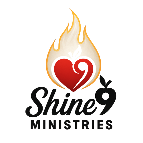 A flame and heart above Shine 9 Ministries