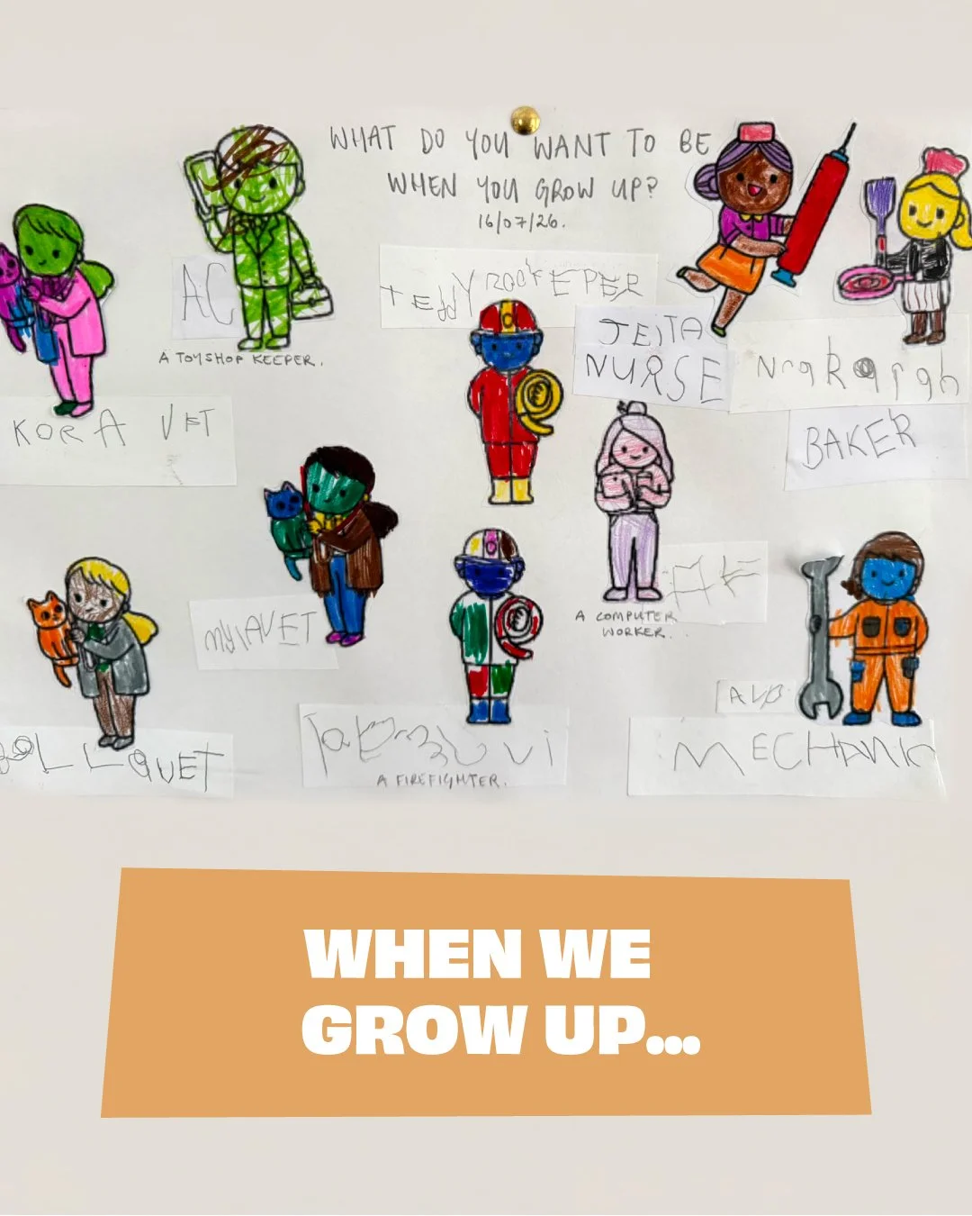 🤔 Do you remember what you wanted to be when you were four or five years old? How sweet are these answers... 🩶🤍

The room was filled with wonderful conversations and creative energy as our children explored the artwork theme, "When We Grow Up