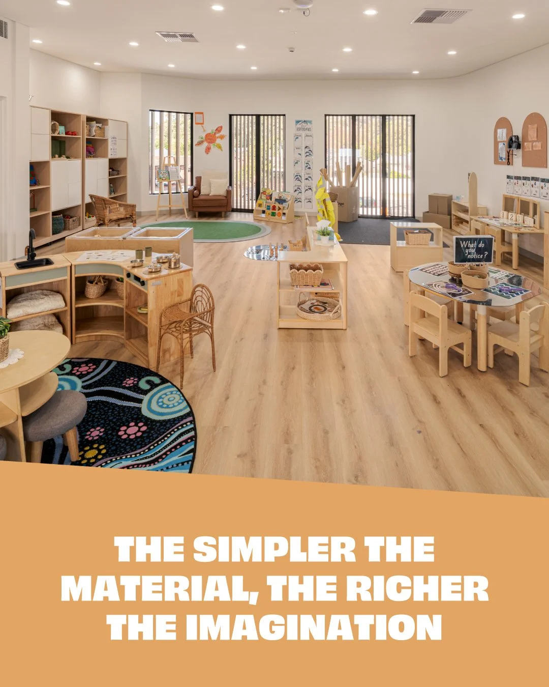 The simpler the material, the richer the imagination.

When a child is handed a plastic toy with buttons, flashing lights and a fixed purpose, the toy does the thinking. The child simply presses a switch to receive a pre-programmed outcome.

At Cove,