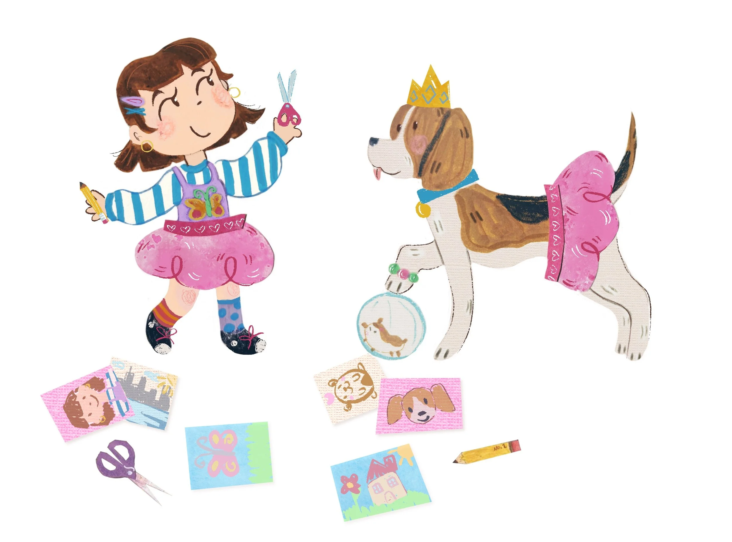 Kid Fia - (Gouache, Paper-cut, Digital)