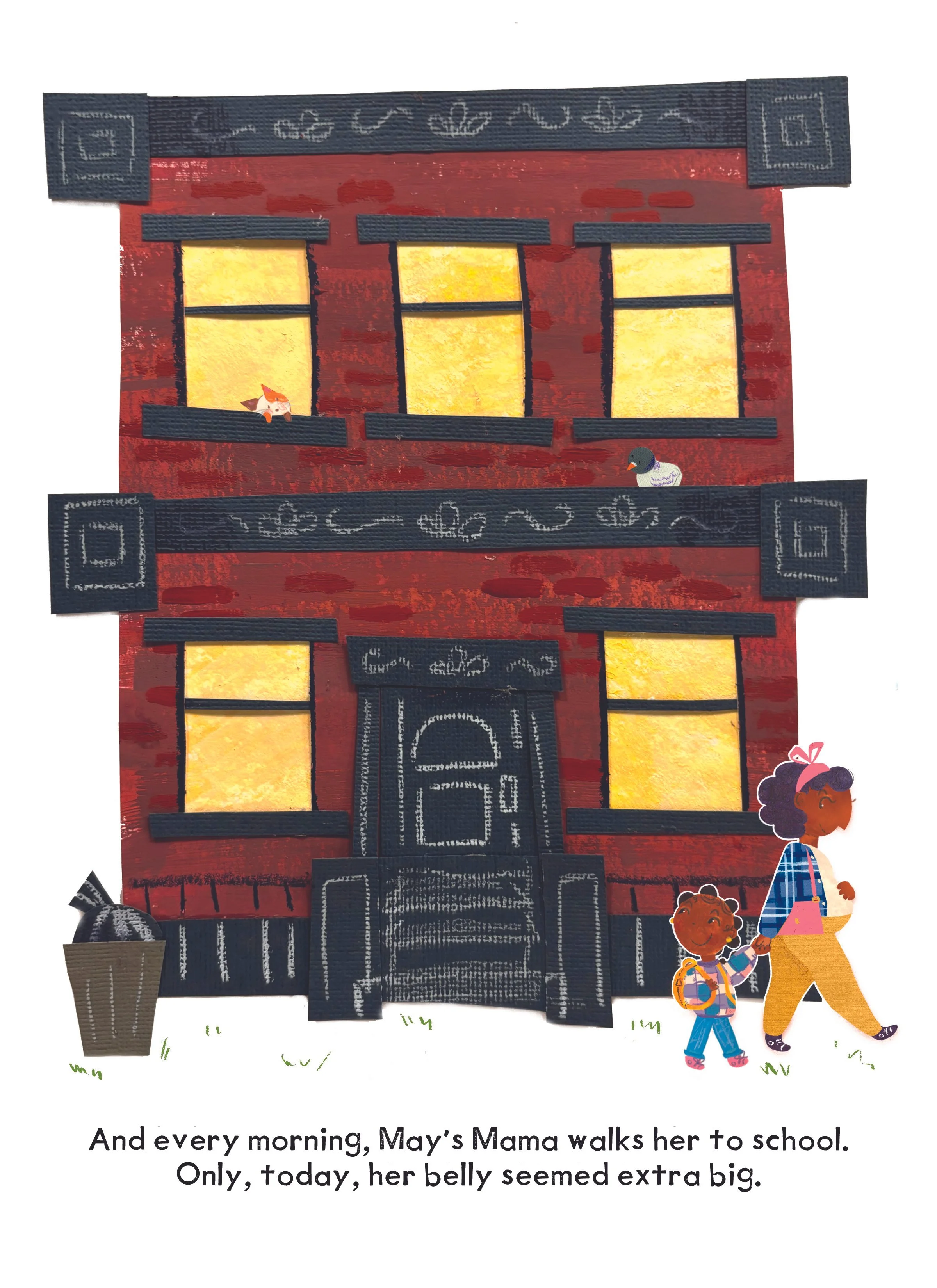 May & The Baby: Mock Page - (Gouache, Paper-cut)