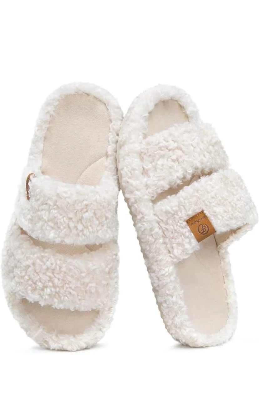  Womens Fuzzy Open-toe Slippers Soft Comfy Memory Foam Indoor House Shoes 