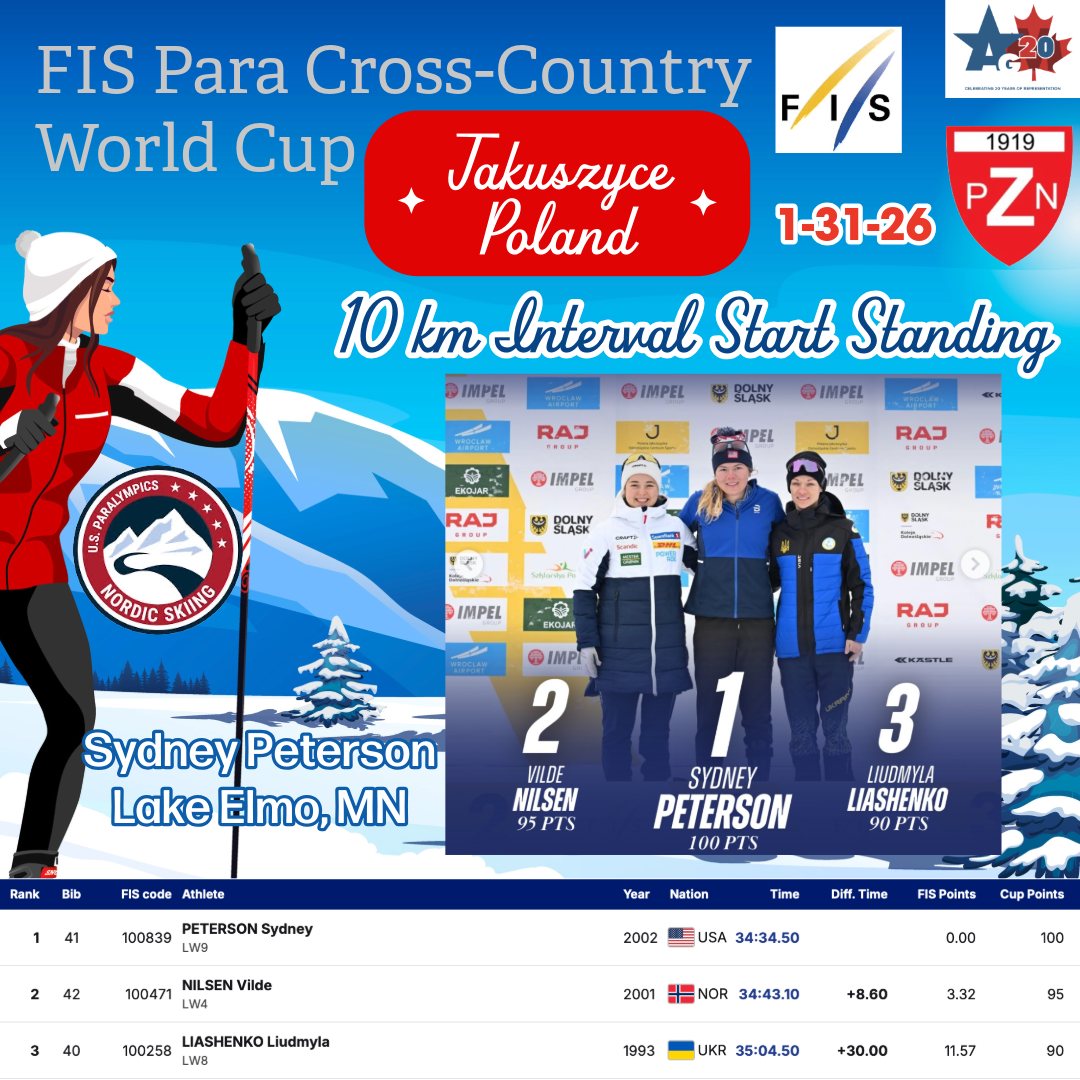 Sydney Peterson wins 2nd FIS Para-Cross Country World Cup of her career in Jakuszyce, Poland