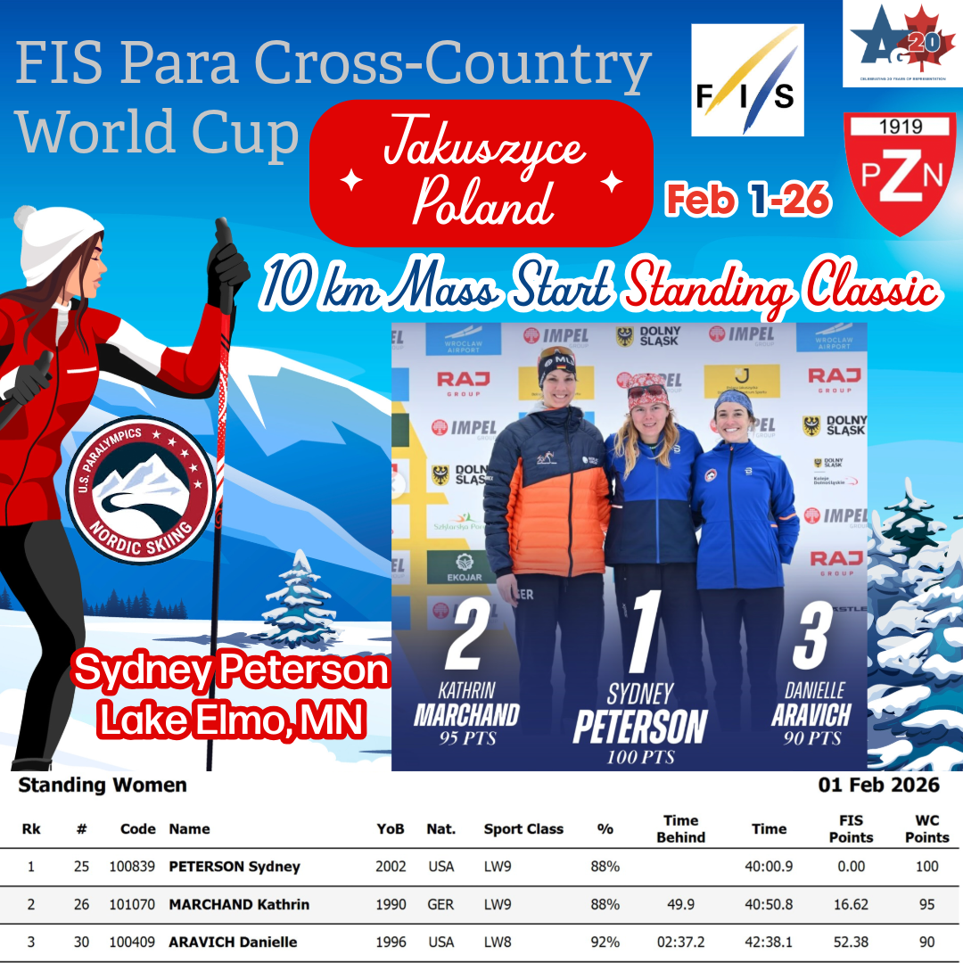 U.S. Para Nordic Skier Sydney Peterson closes out the FIS Para-Cross Country World Cup season with GOLD in Poland