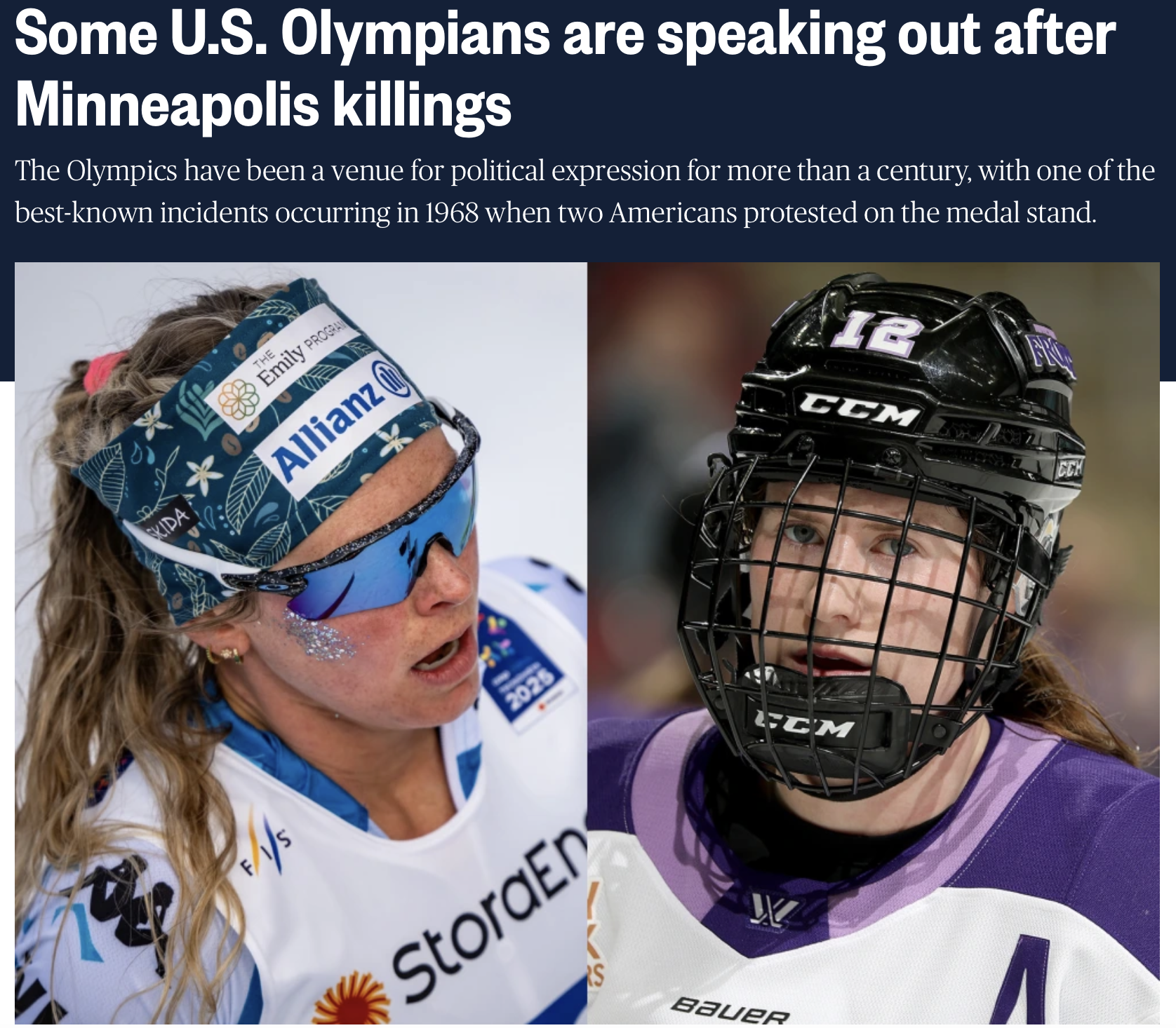 Some Winter Olympians are speaking out after Minnesota killings; Kelly Pannek and Jessie Diggins