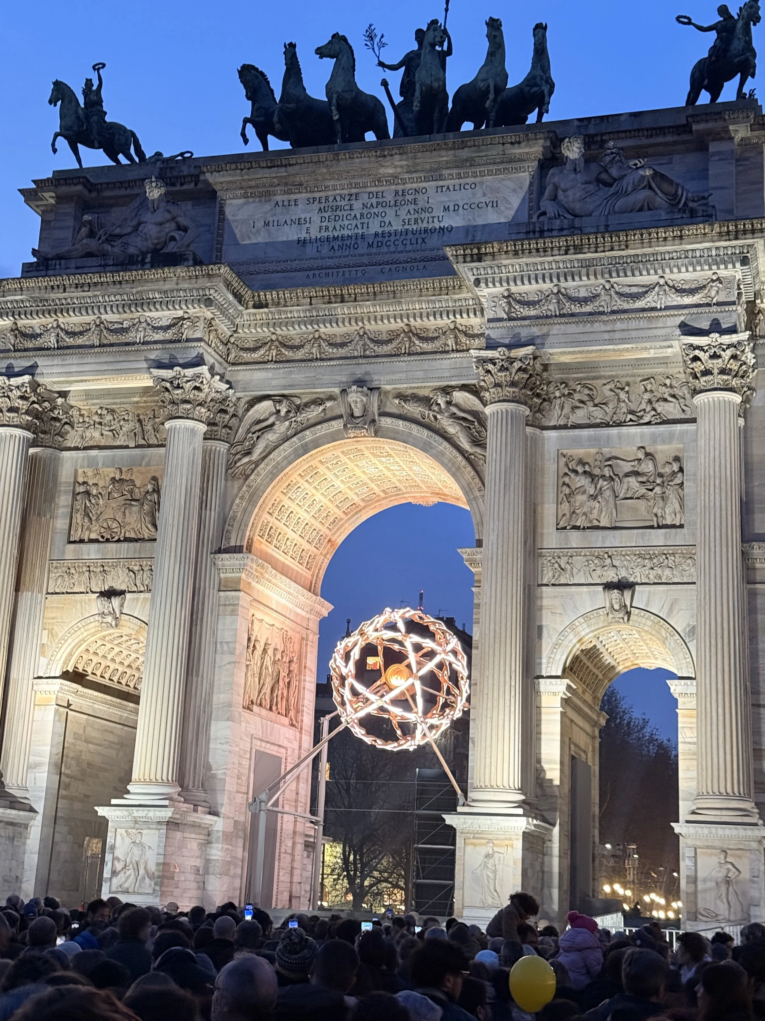 Seen in Milano: Olympic Flame and the show at night