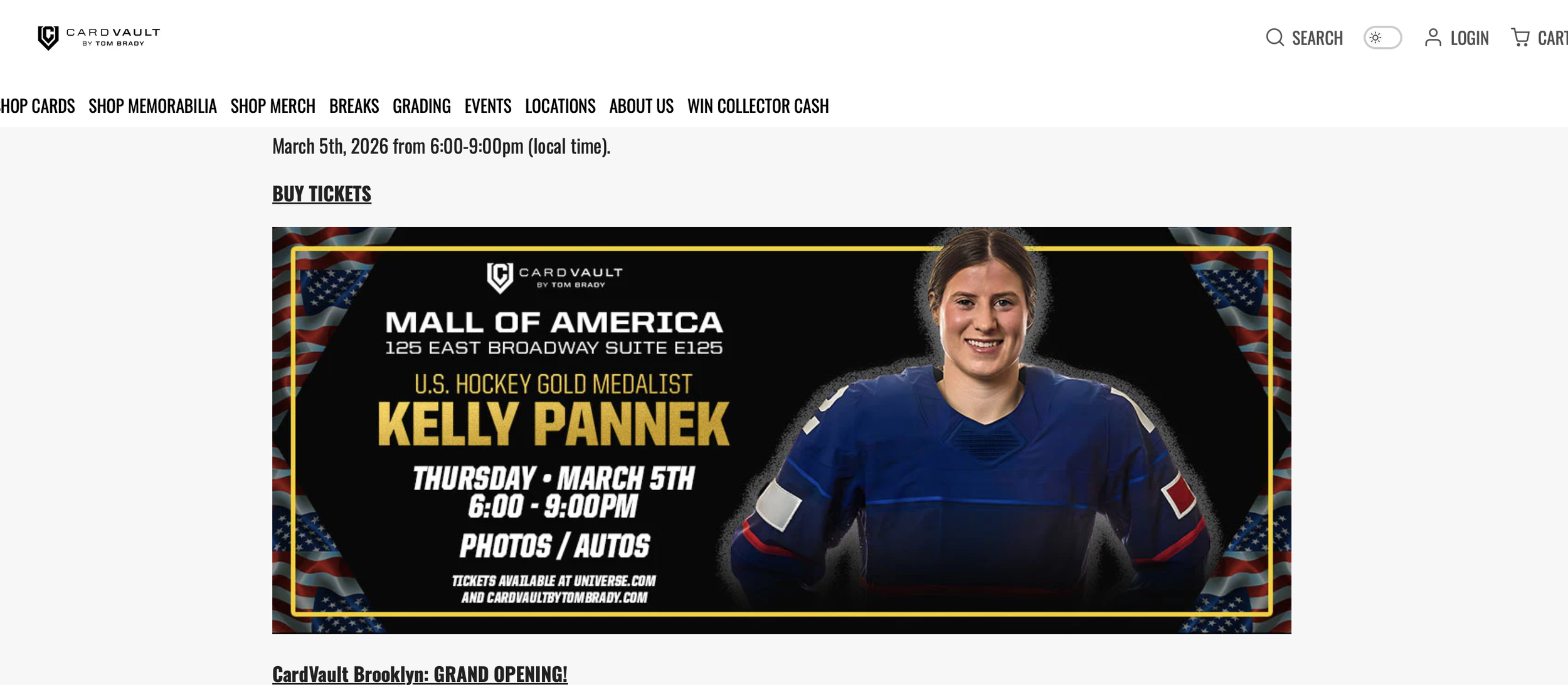 Kelly Pannek - seen at Mall of America with CARD VAULT by Tom Brady