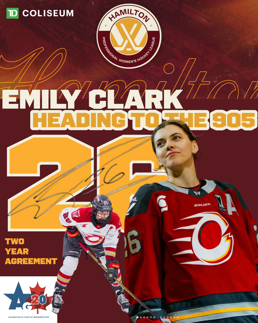 Emily Clark signs 2-Year Agreement with expansion team PWHL Hamilton