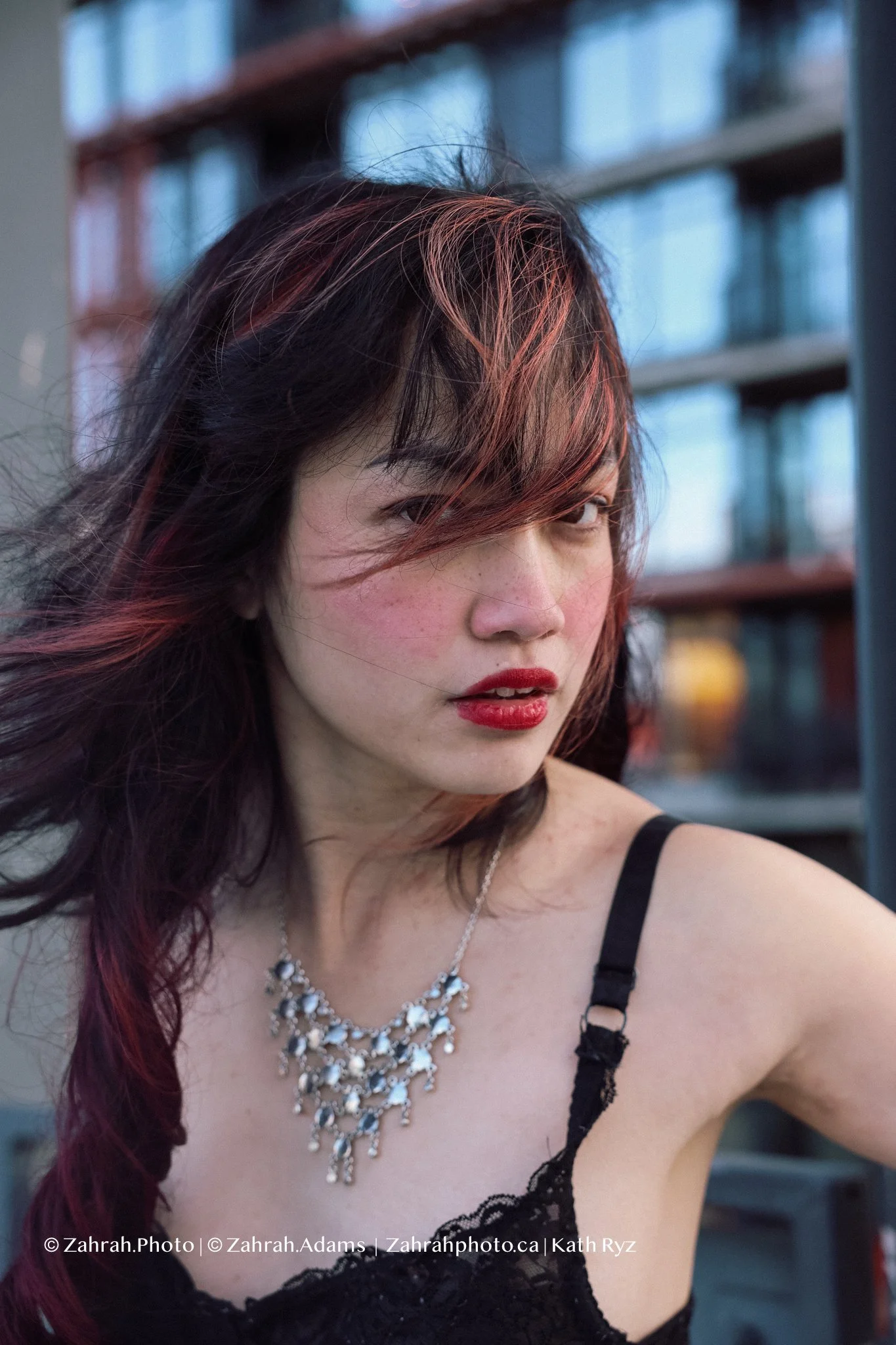 Cinematic boudoir photography by Zahrah Photo capturing femininity, confidence, fashion inspired styling, and atmospheric storytelling through editorial rooftop portraiture in Vancouver.