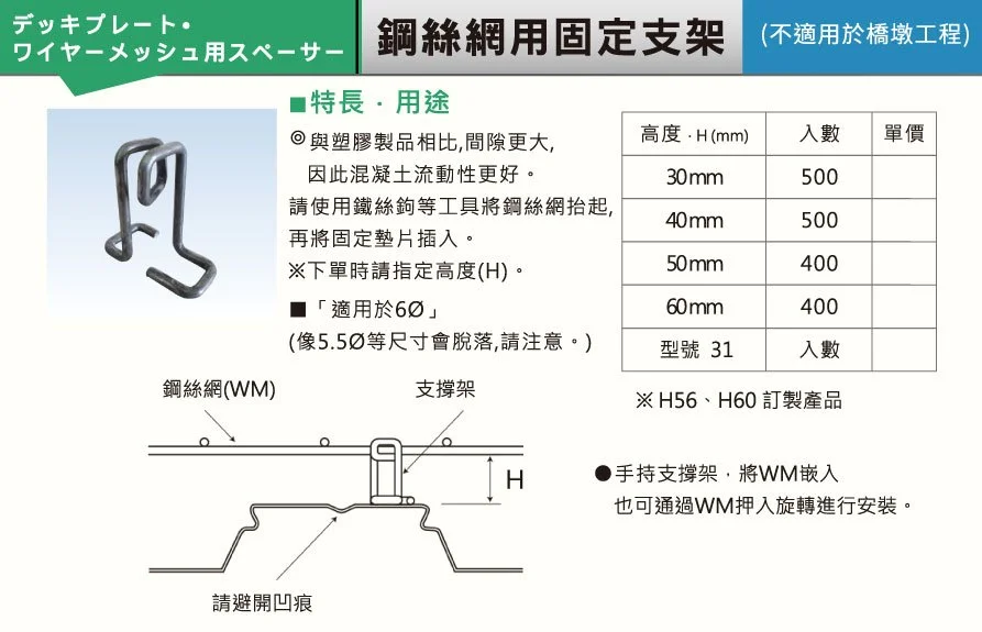 鋼絲網用固定支架