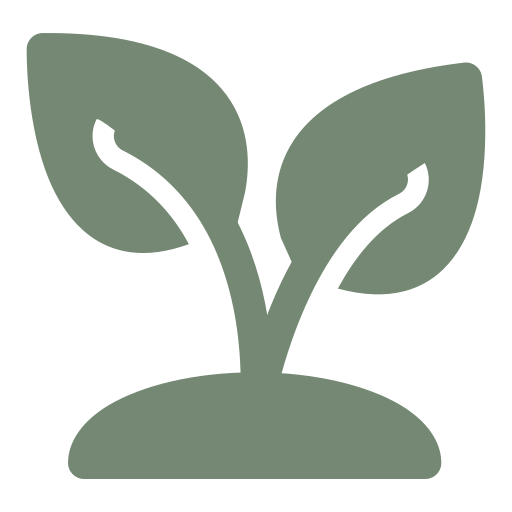Icon of a sprouting plant with two leaves on a small mound.