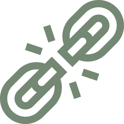 Icon of two interlinked chain links with motion lines.