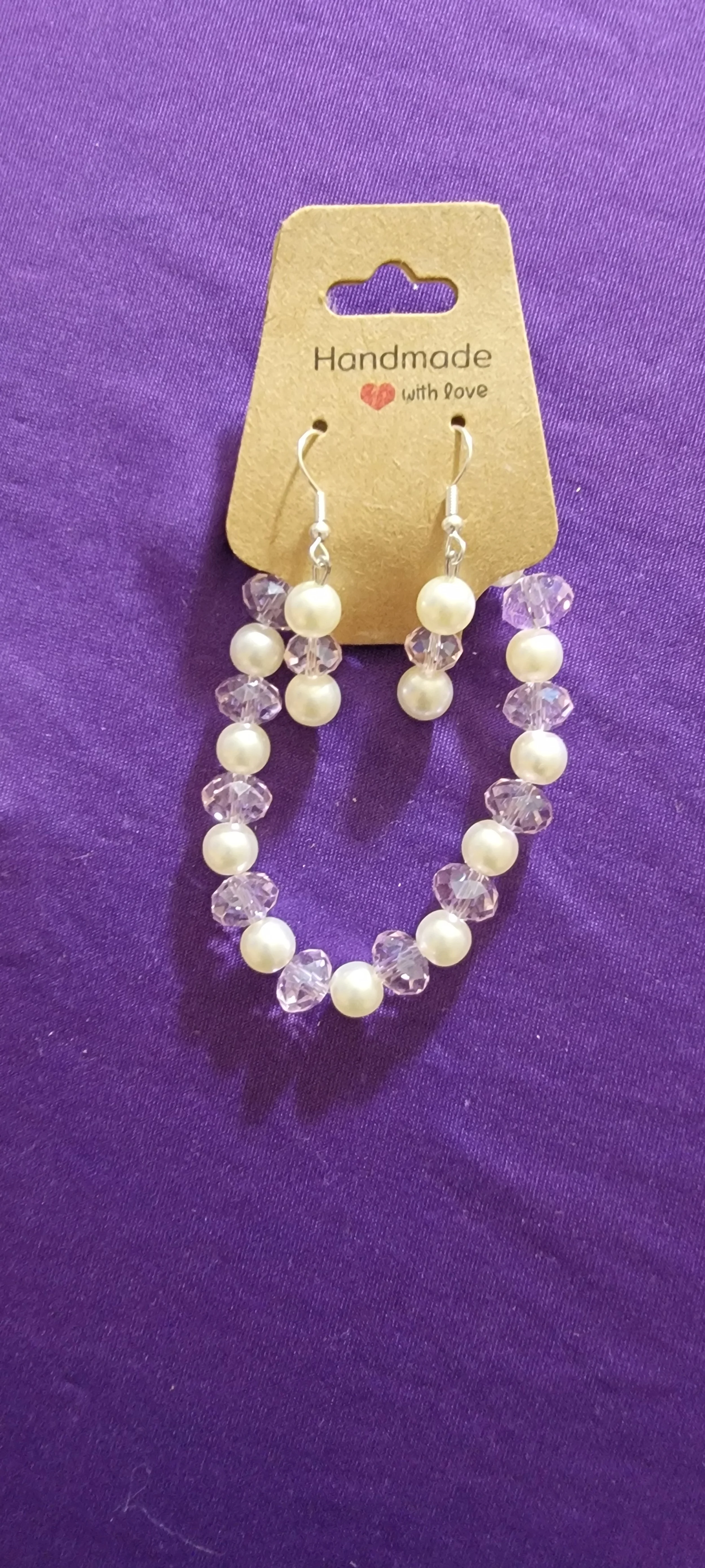 Pink Tourmaline Gemstone with Pearl Glass Beaded Set