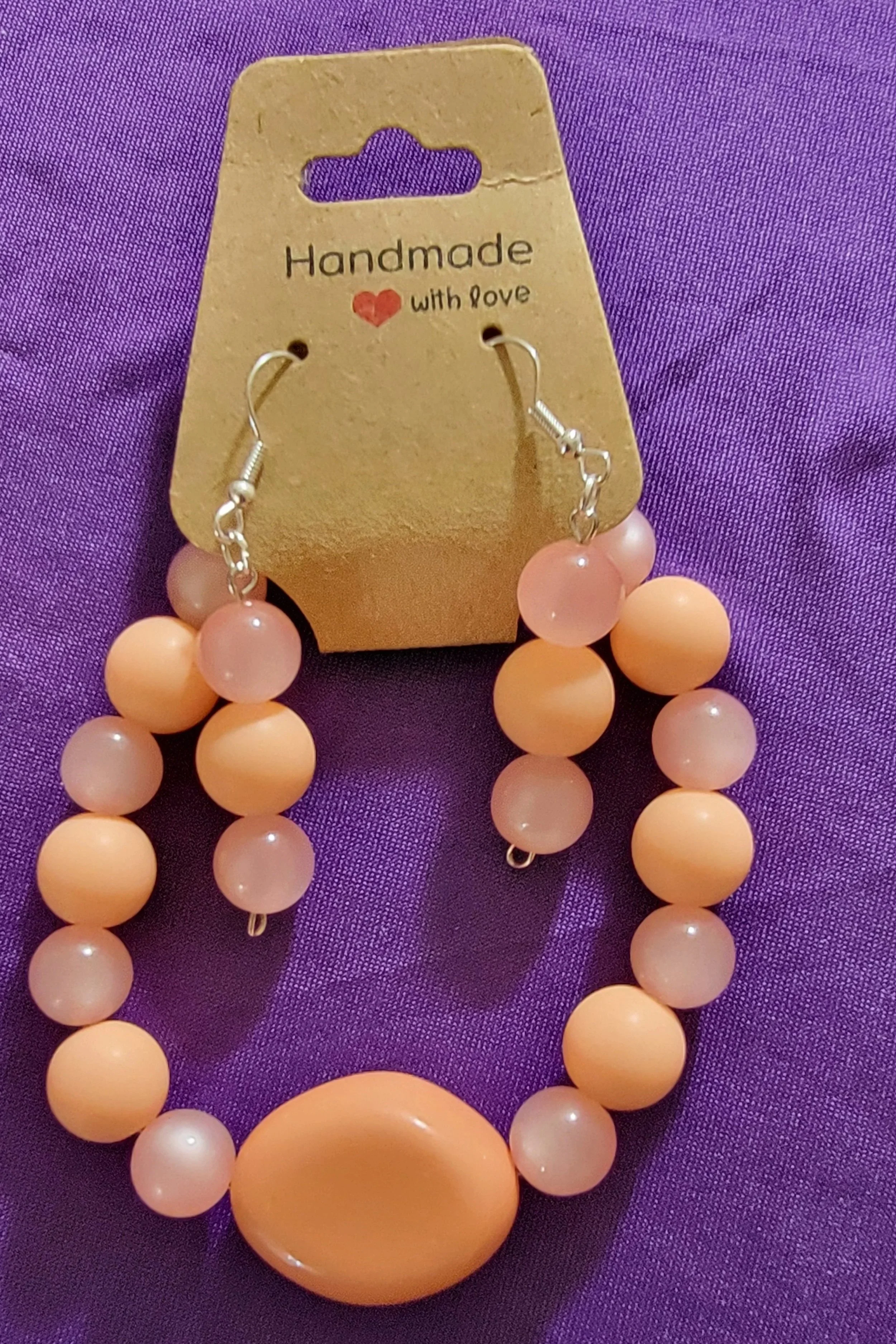 Apricot Orange, and Rose Pink Glass Beaded Set