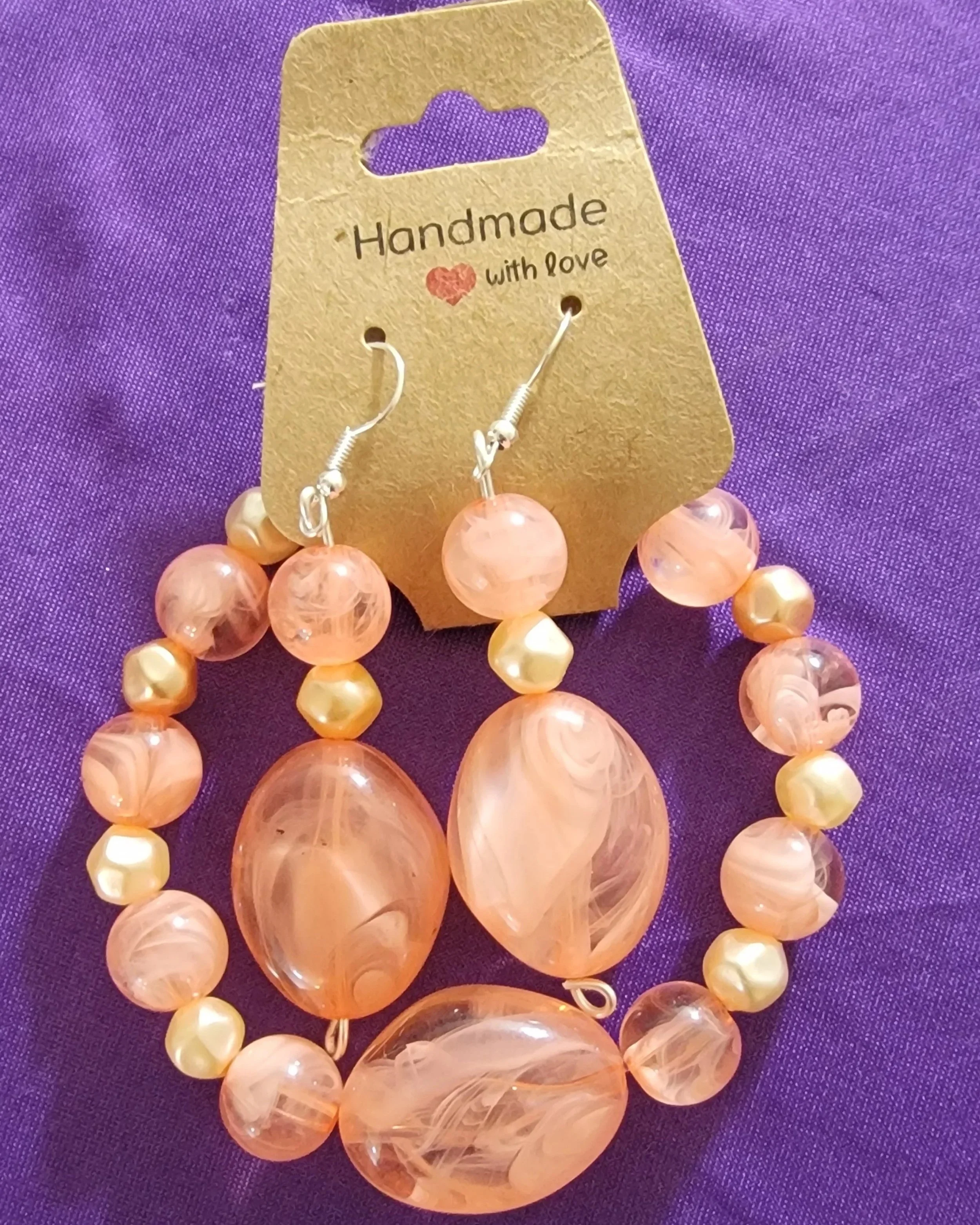 Peach, and Coral Glass Big Glass Beaded Set